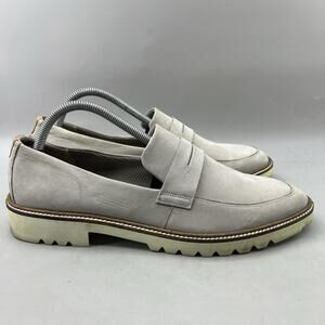Ecco Modern Tailored Penny Loafers Women Size 11 Beige Nubuck Comfort Low Shoes